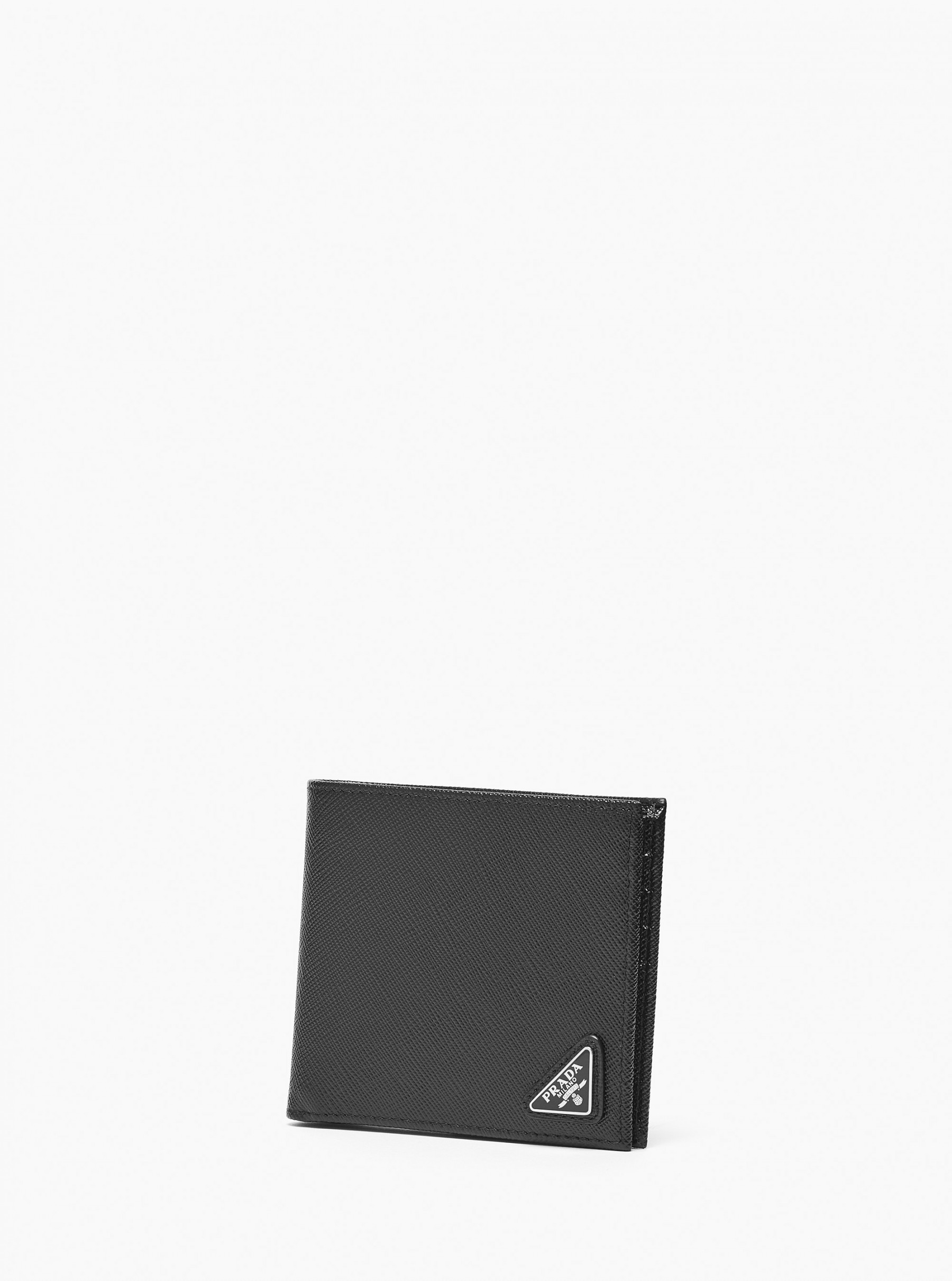 Prada Saffiano Triangle Card Holder on Strap Black