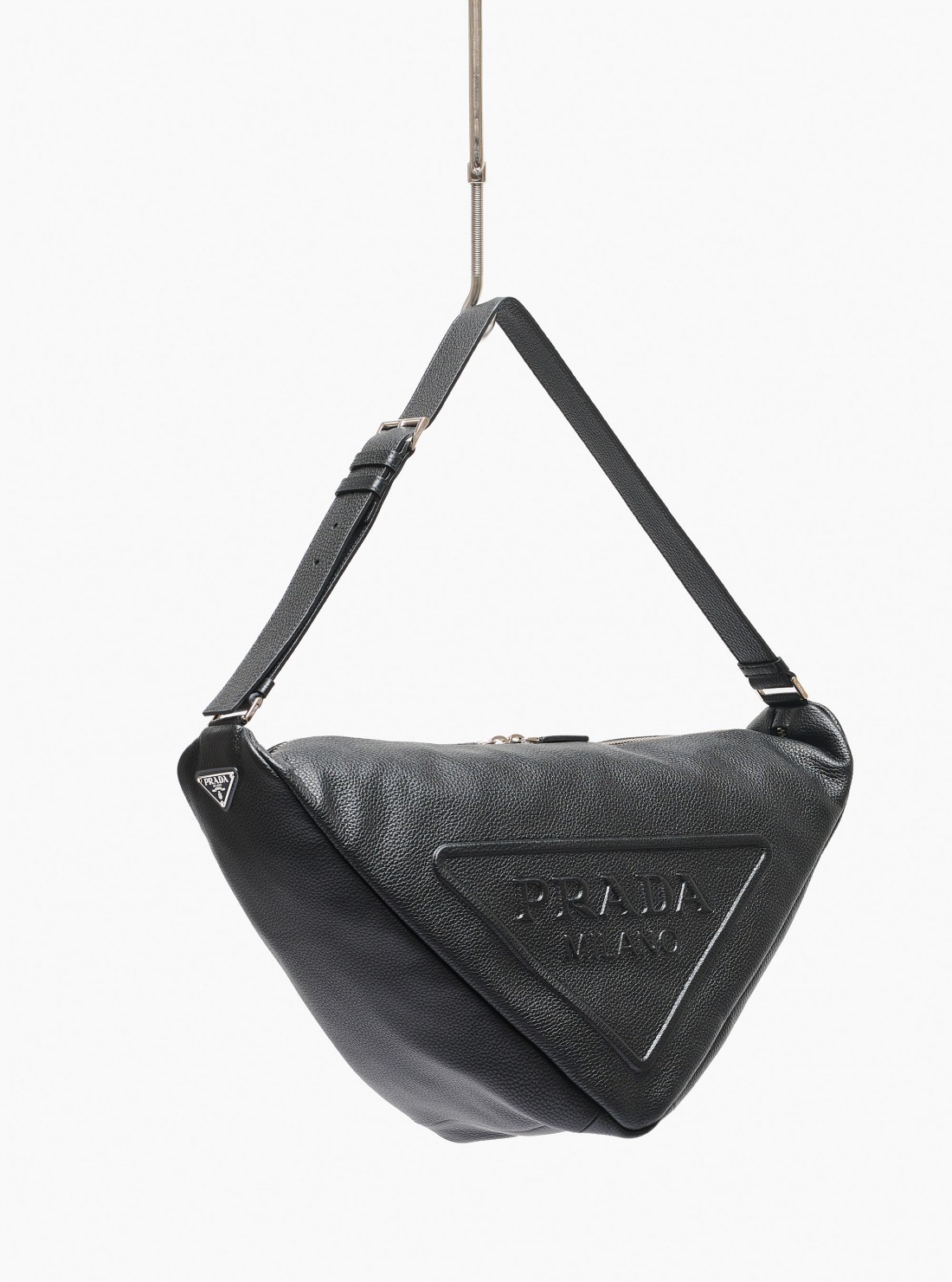 Prada Triangle Saffiano-Leather Shoulder Bag - Black for Men