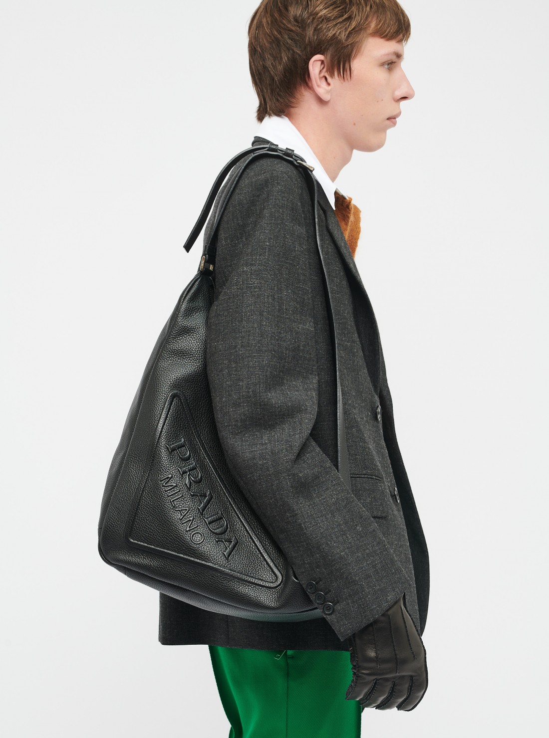 Prada Saffiano Leather Triangle Bag - Black for Men
