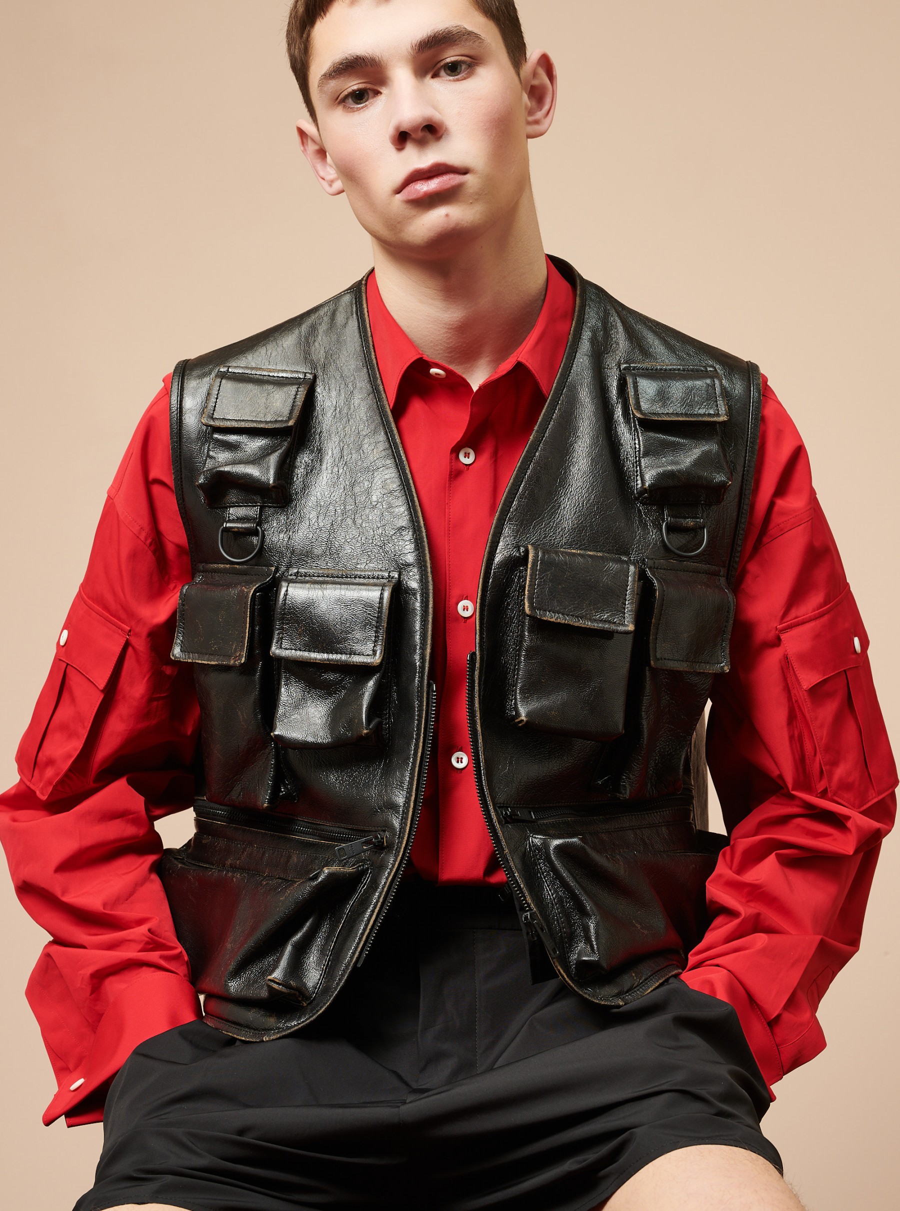 在庫処分特価 1990 PRADA LEATHER DOCKING VEST - メンズ